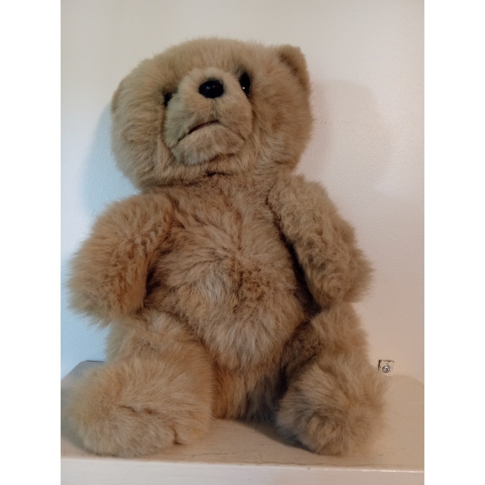 Vintage 1987 Applause Avanti Small Golden Bear Plush Toy Tan Jackline Italy 12"